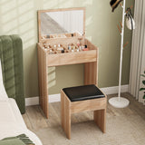 Wooden Dressing Table Set 60.2cm Wide - Velmora