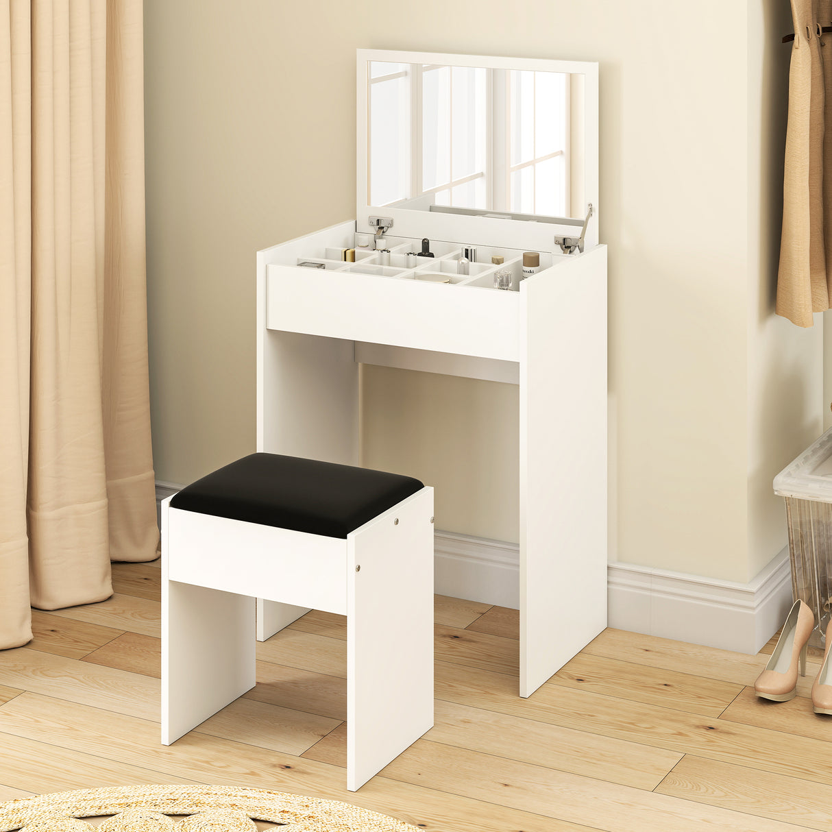 Wooden Dressing Table Set 60.2cm Wide - Velmora