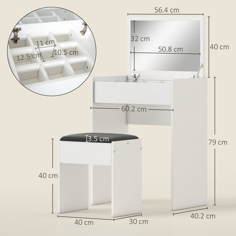Wooden Dressing Table Set 60.2cm Wide - Velmora