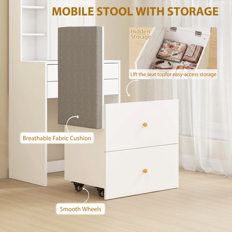 Wooden Dressing Table Set 60cm Wide - Velmora