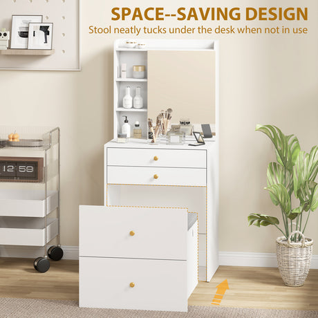 Wooden Dressing Table Set 60cm Wide - Velmora