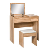 Wooden Dressing Table Set 80cm Wide - Velmora