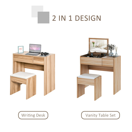 Wooden Dressing Table Set 80cm Wide - Velmora