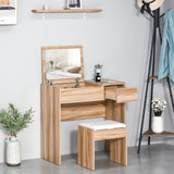 Wooden Dressing Table Set 80cm Wide - Velmora