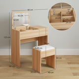 Wooden Dressing Table Set 80cm Wide - Velmora