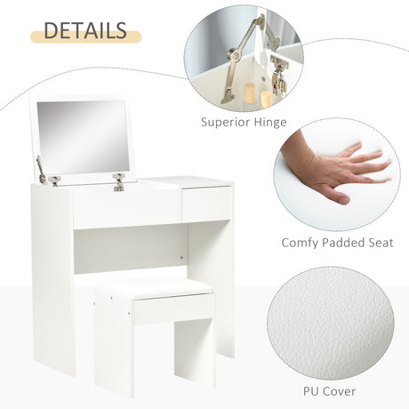 Wooden Dressing Table Set 80cm Wide - Velmora