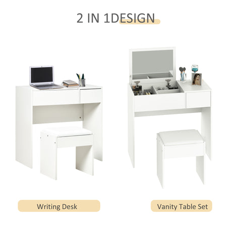 Wooden Dressing Table Set 80cm Wide - Velmora