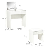 Wooden Dressing Table Set 80cm Wide - Velmora
