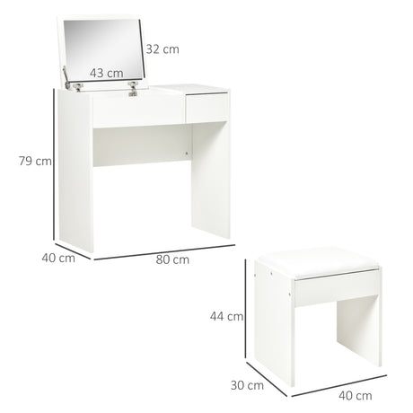 Wooden Dressing Table Set 80cm Wide - Velmora