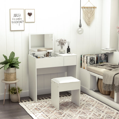Wooden Dressing Table Set 80cm Wide - Velmora