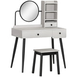 Wooden Dressing Table Set 90cm Wide - Velmora