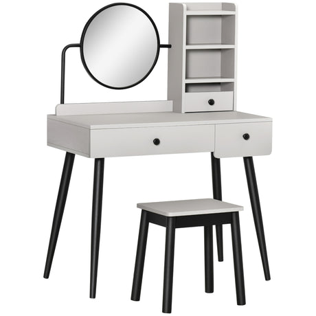 Wooden Dressing Table Set 90cm Wide - Velmora