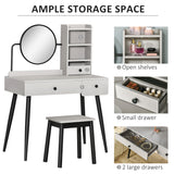 Wooden Dressing Table Set 90cm Wide - Velmora