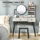 Wooden Dressing Table Set 90cm Wide - Velmora