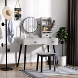 Wooden Dressing Table Set 90cm Wide - Velmora