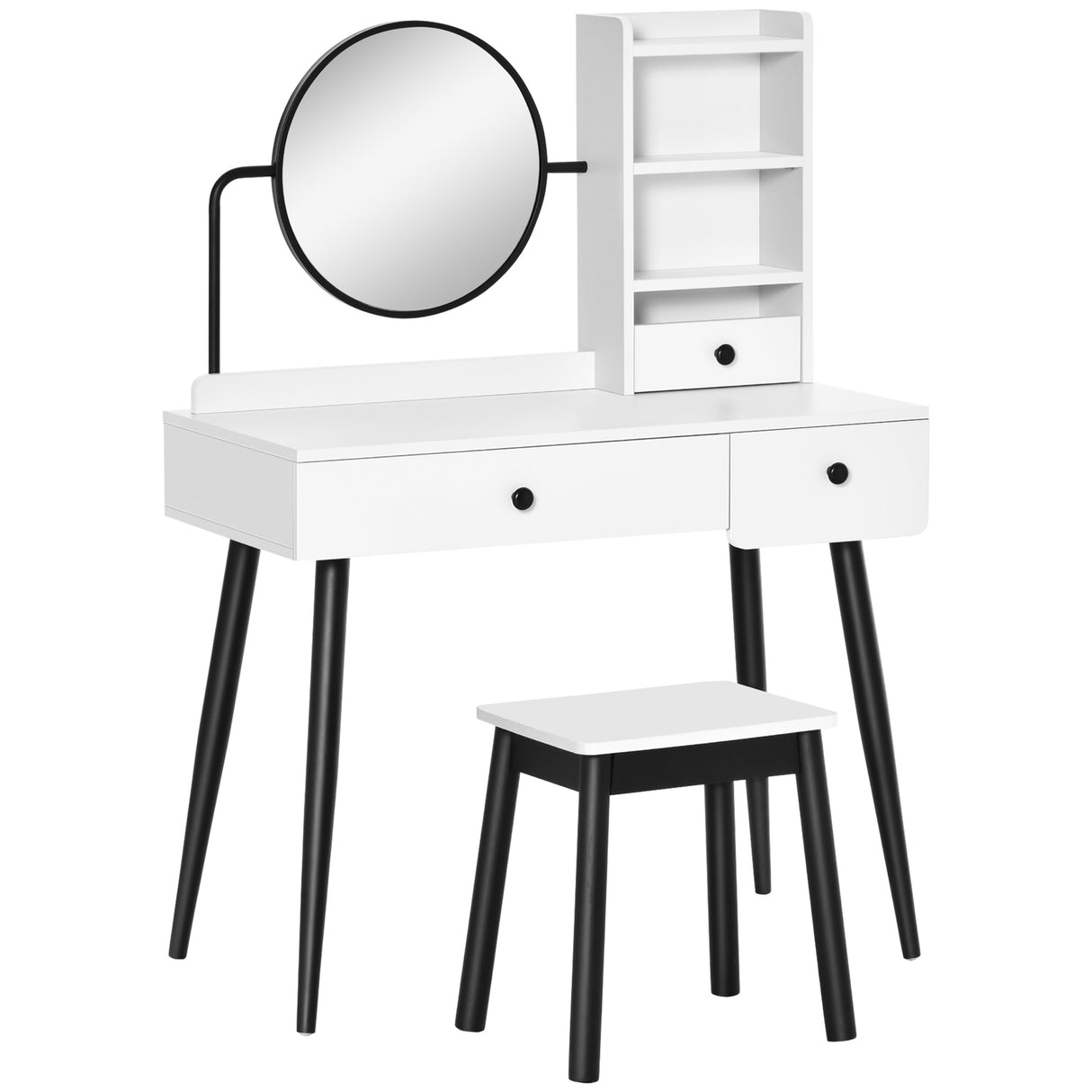 Wooden Dressing Table Set 90cm Wide - Velmora