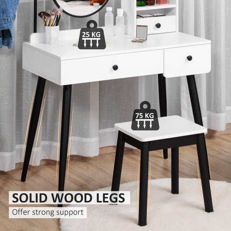 Wooden Dressing Table Set 90cm Wide - Velmora
