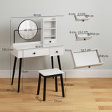 Wooden Dressing Table Set 90cm Wide - Velmora