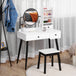 Wooden Dressing Table Set 90cm Wide - Velmora