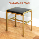 Wooden Dressing Table Set 90cm Wide With LED Lights - Velmora