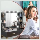 Wooden Dressing Table Set 90cm Wide With LED Lights - Velmora