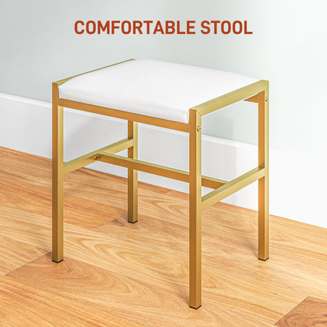 Wooden Dressing Table Set 90cm Wide With LED Lights - Velmora