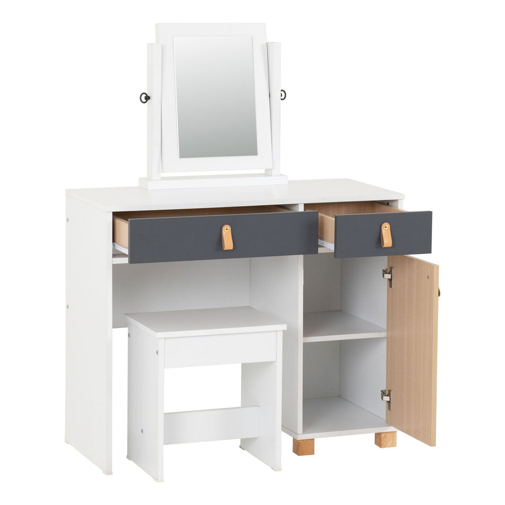 Wooden Dressing Table Set With 1 Door And 2 Drawers - Brooklyn