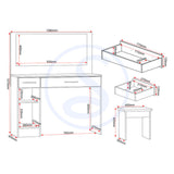 Wooden Dressing Table Set With 1 Door And 2 Drawers - Nevada