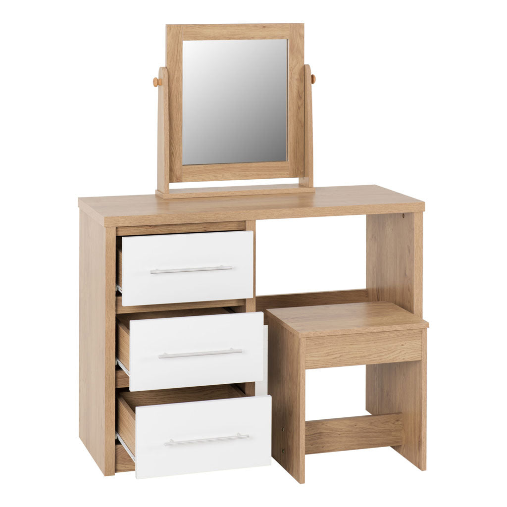 Wooden Dressing Table Set With 3 Drawers - Seville