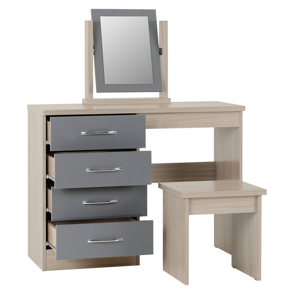 Wooden Dressing Table Set With 4 Drawers - Nevada