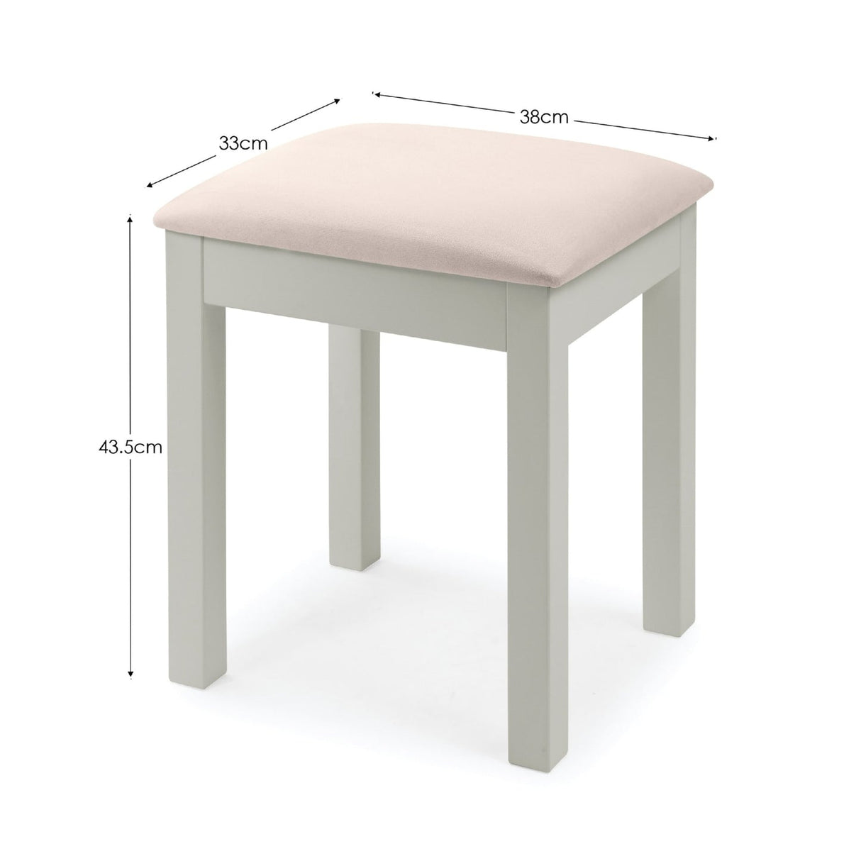 Wooden Dressing Table Stool With Fabric Seat - Maine