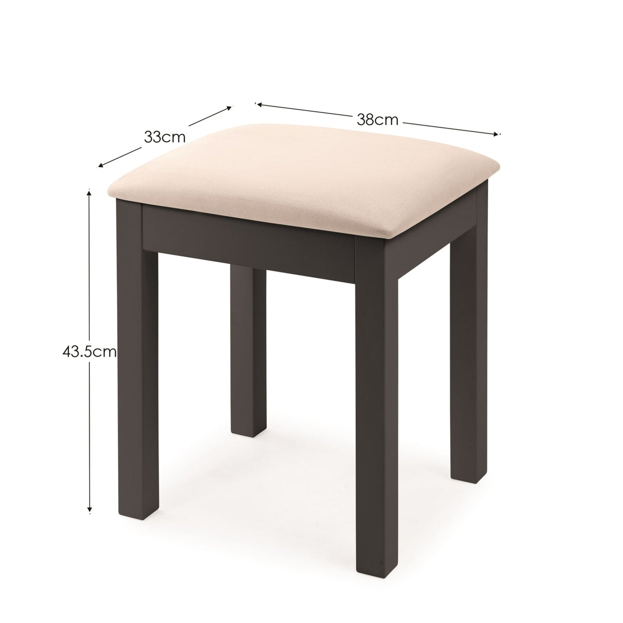 Wooden Dressing Table Stool With Fabric Seat - Maine