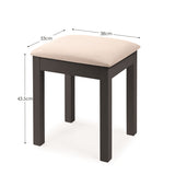 Wooden Dressing Table Stool With Fabric Seat - Maine