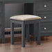 Wooden Dressing Table Stool With Fabric Seat - Maine