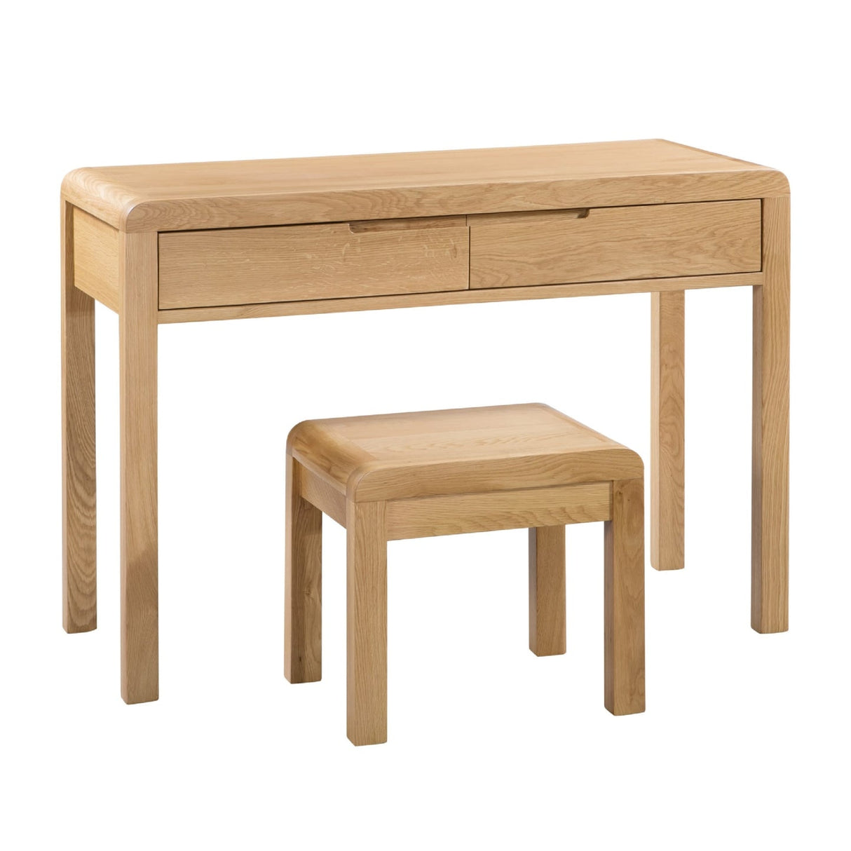 Wooden Dressing Table With 2 Drawer And Stool - Curve