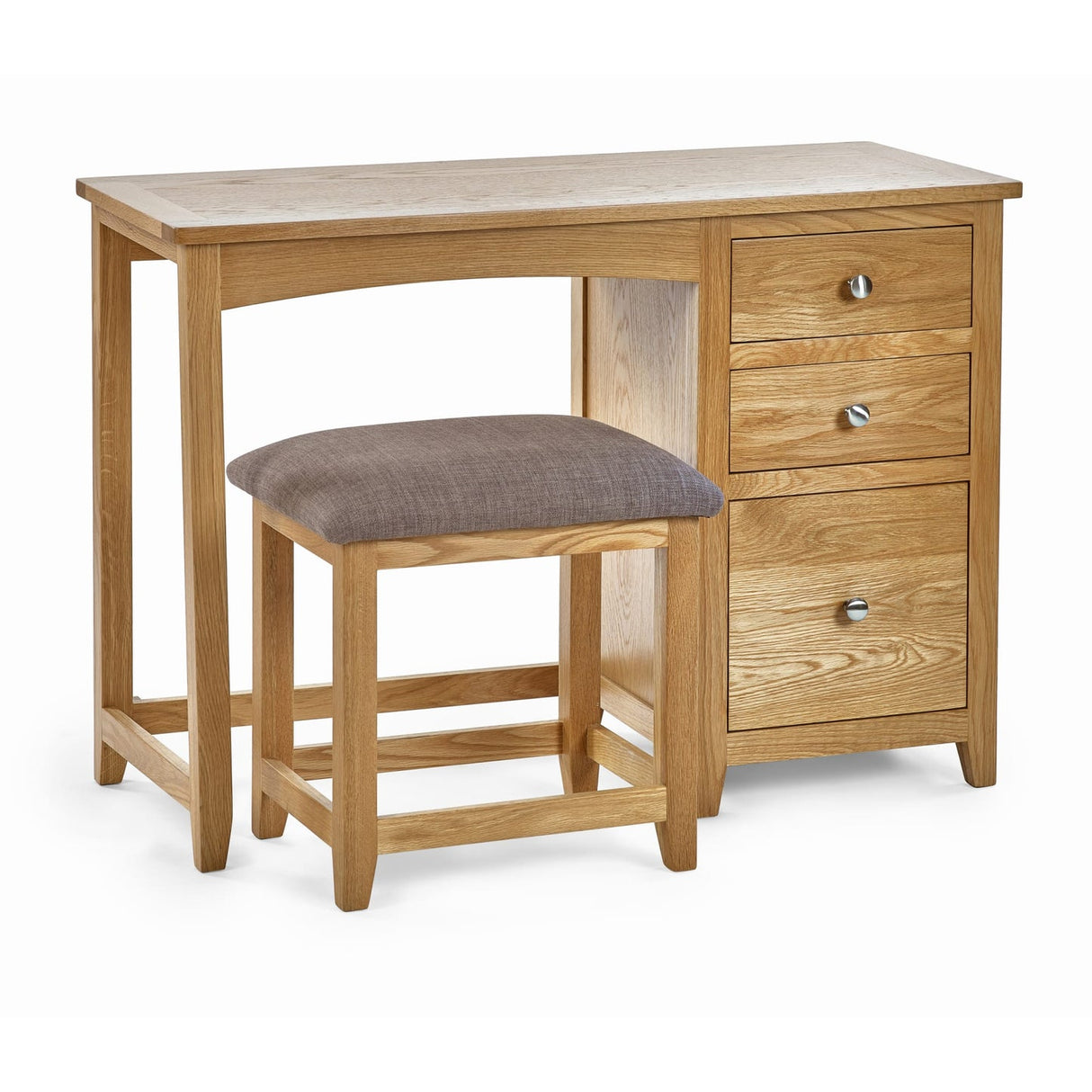 Wooden Dressing Table With 3 Drawers And Stool - Mallory