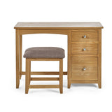 Wooden Dressing Table With 3 Drawers And Stool - Mallory