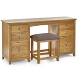 Wooden Dressing Table With 6 Drawers And Stool - Mallory