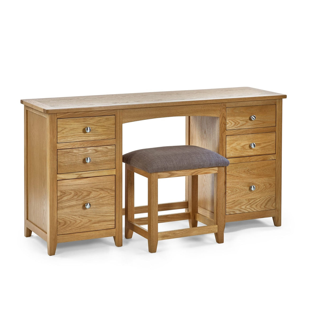 Wooden Dressing Table With 6 Drawers And Stool - Mallory