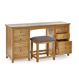 Wooden Dressing Table With 6 Drawers And Stool - Mallory