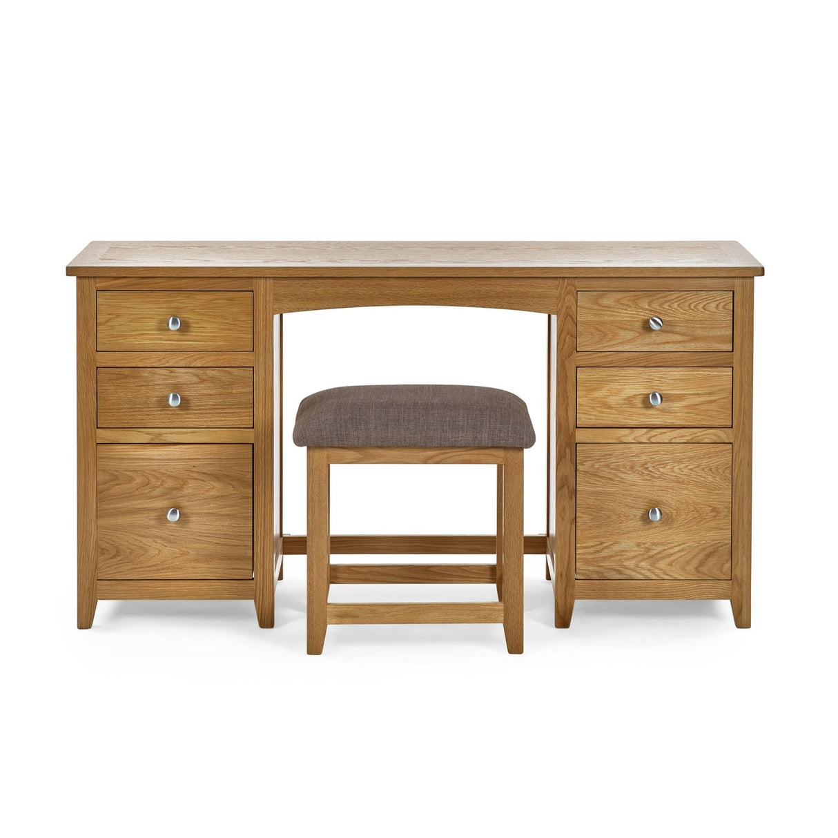 Wooden Dressing Table With 6 Drawers And Stool - Mallory