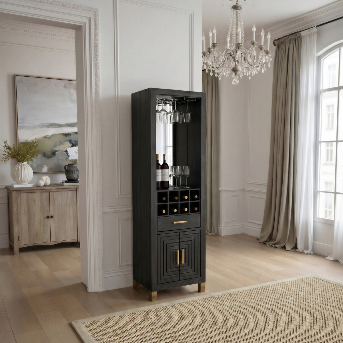 Wooden Drinks Cabinet With 2 Doors And 1 Drawer - Lennox