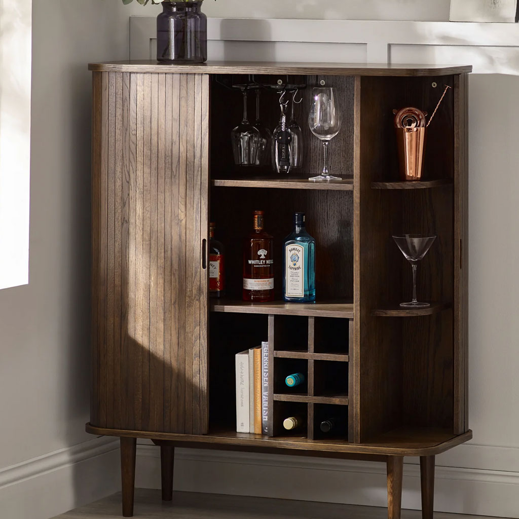 Wooden Drinks Cabinet With 2 Sliding Doors - Arya
