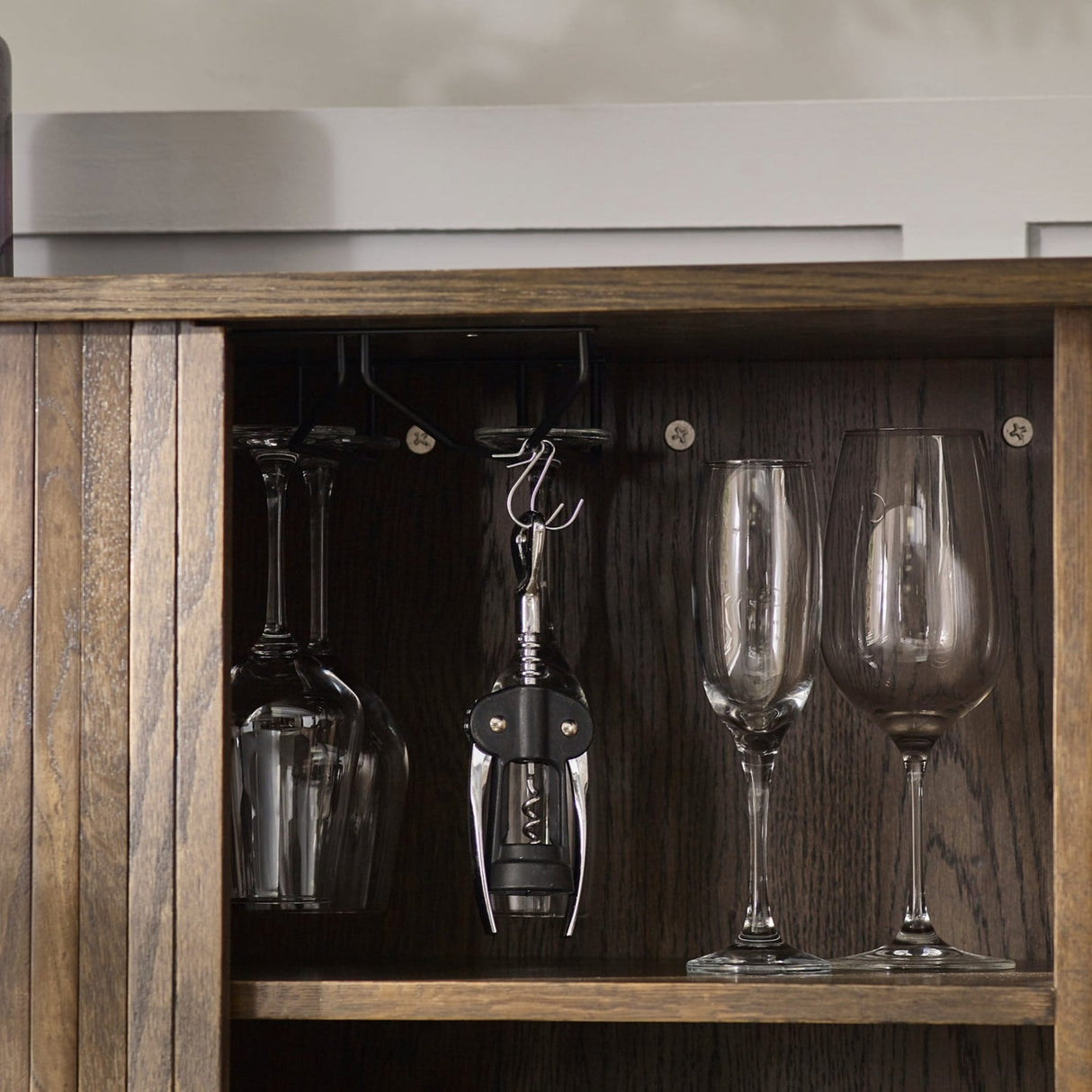 Wooden Drinks Cabinet With 2 Sliding Doors - Arya