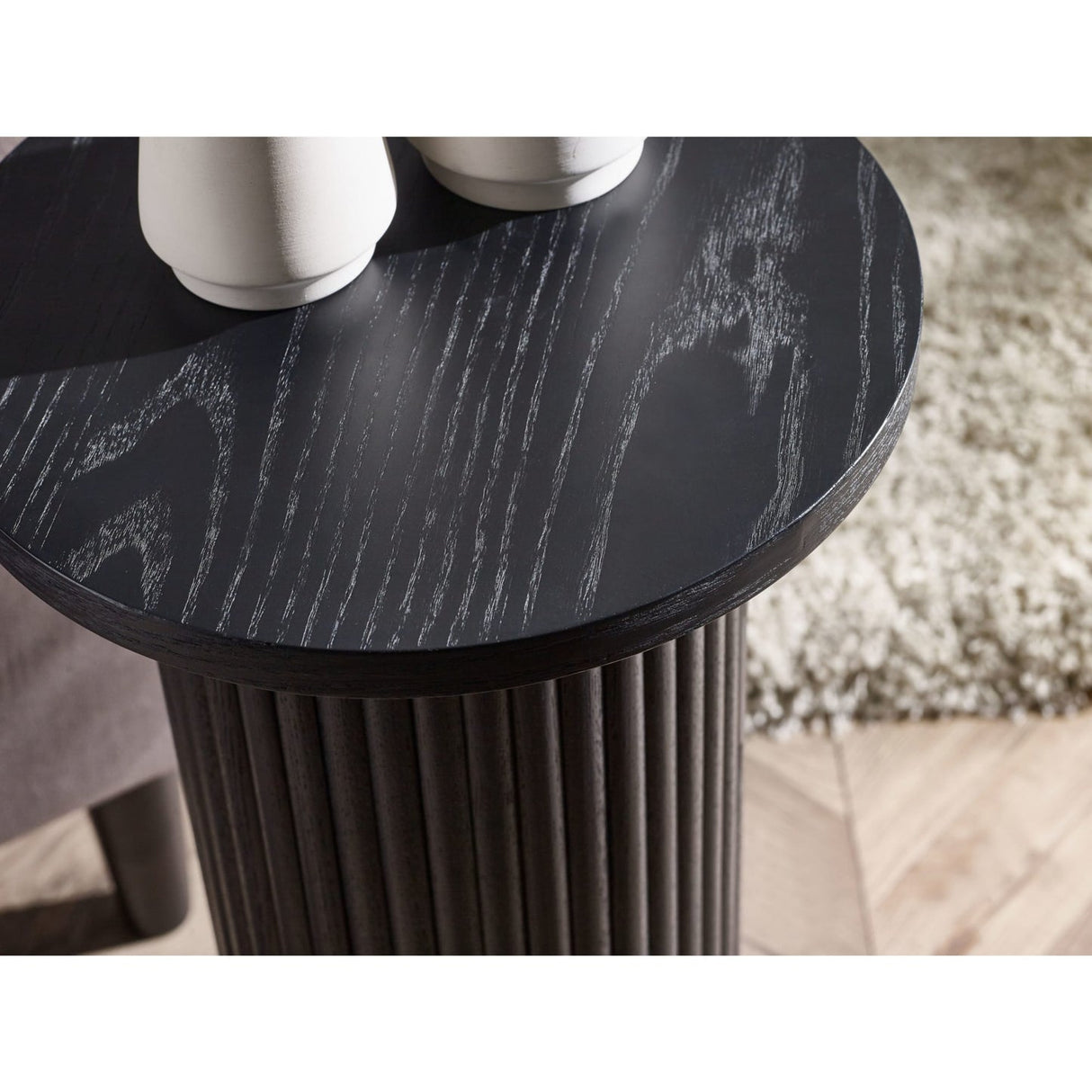 Wooden Drinks Side Table Round - Louis
