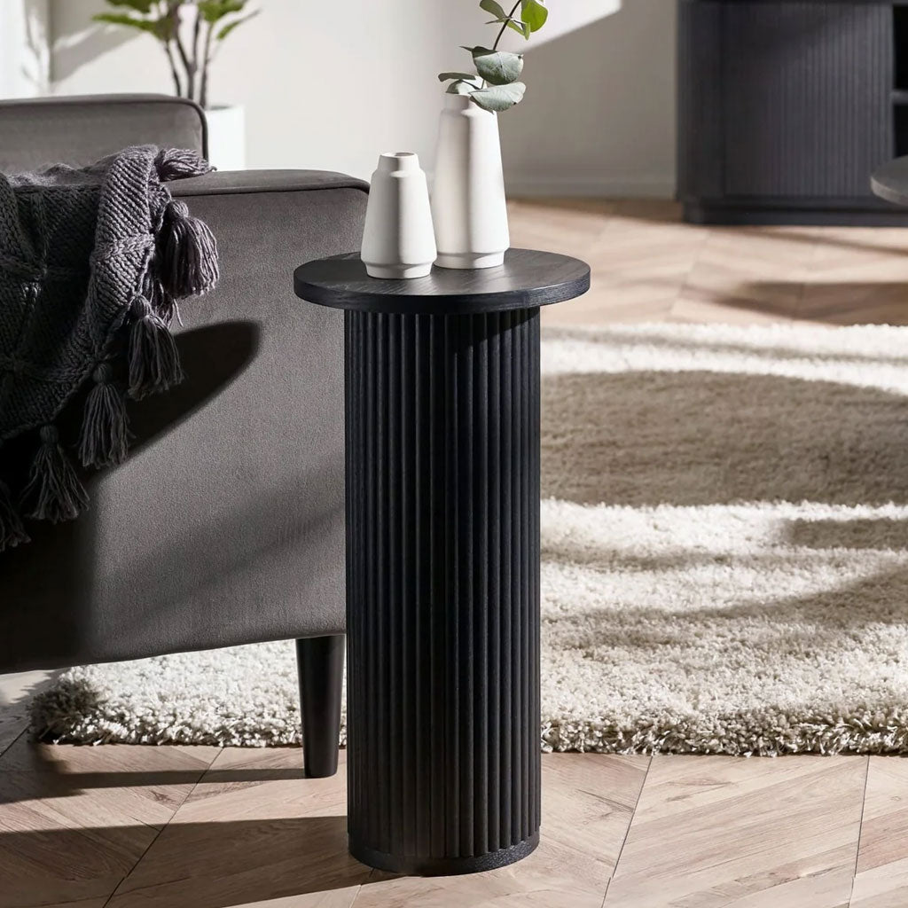 Wooden Drinks Side Table Round - Louis
