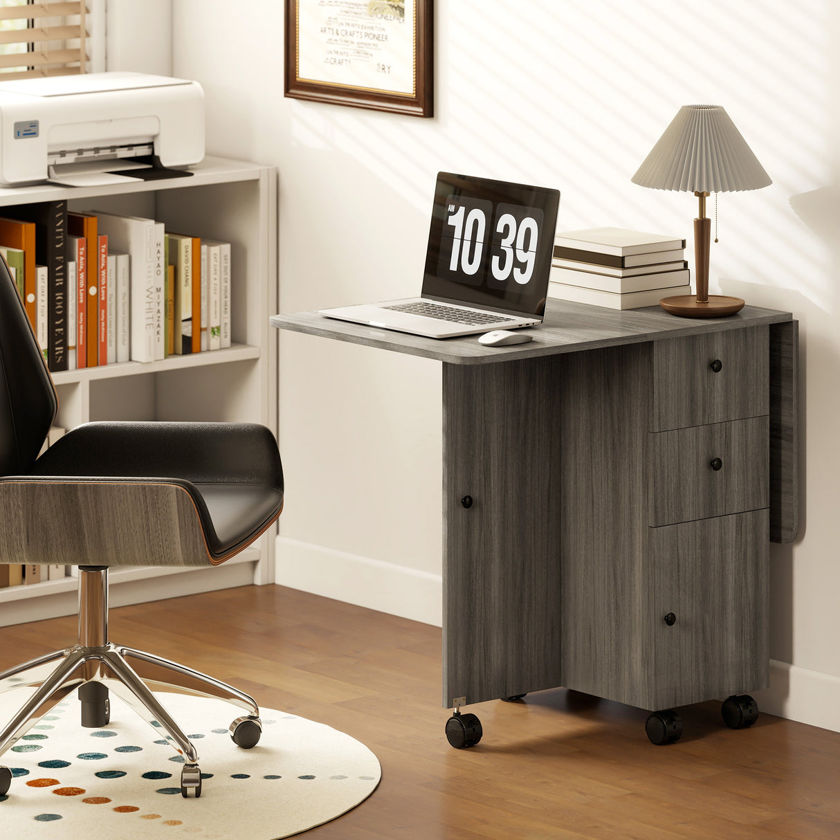 Wooden Drop Leaf Dining Table for 4 to 6 People With Multi-Storage - Velmora