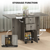 Wooden Drop Leaf Dining Table for 4 to 6 People With Multi-Storage - Velmora