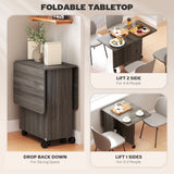 Wooden Drop Leaf Dining Table for 4 to 6 People With Multi-Storage - Velmora