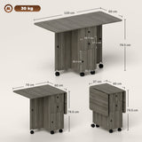 Wooden Drop Leaf Dining Table for 4 to 6 People With Multi-Storage - Velmora